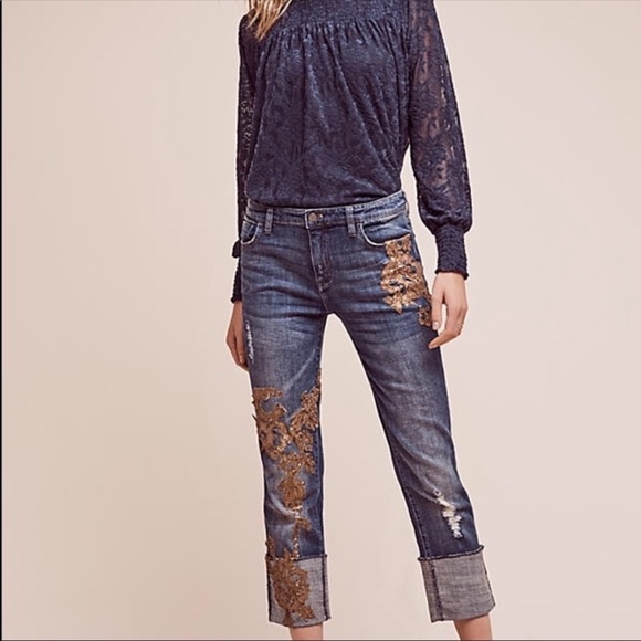 Anthropologie Denim - Anthro Pilcro and the Letterpress Appliqué Jean
